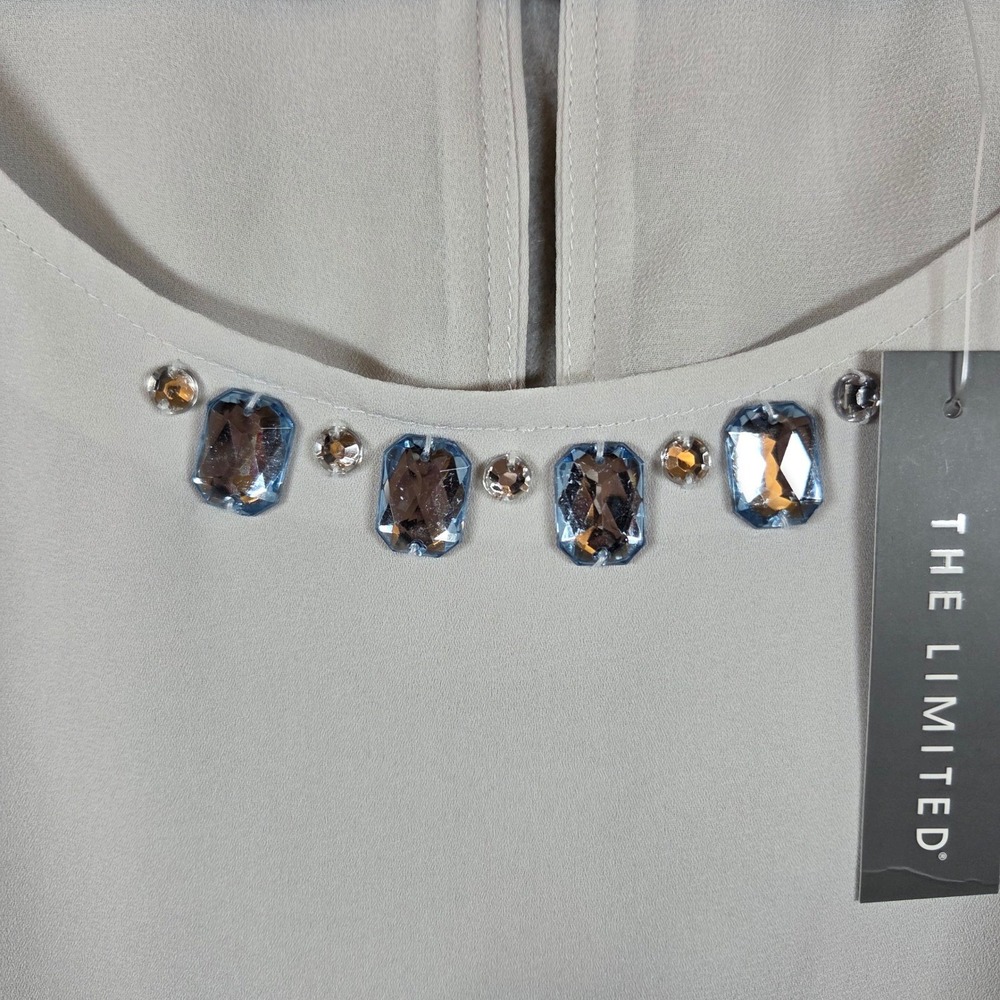 NEW The Limited Womens Vapor Blue Embellished Jewel Neck Blouse 3X Workwear - Picture 3 of 7